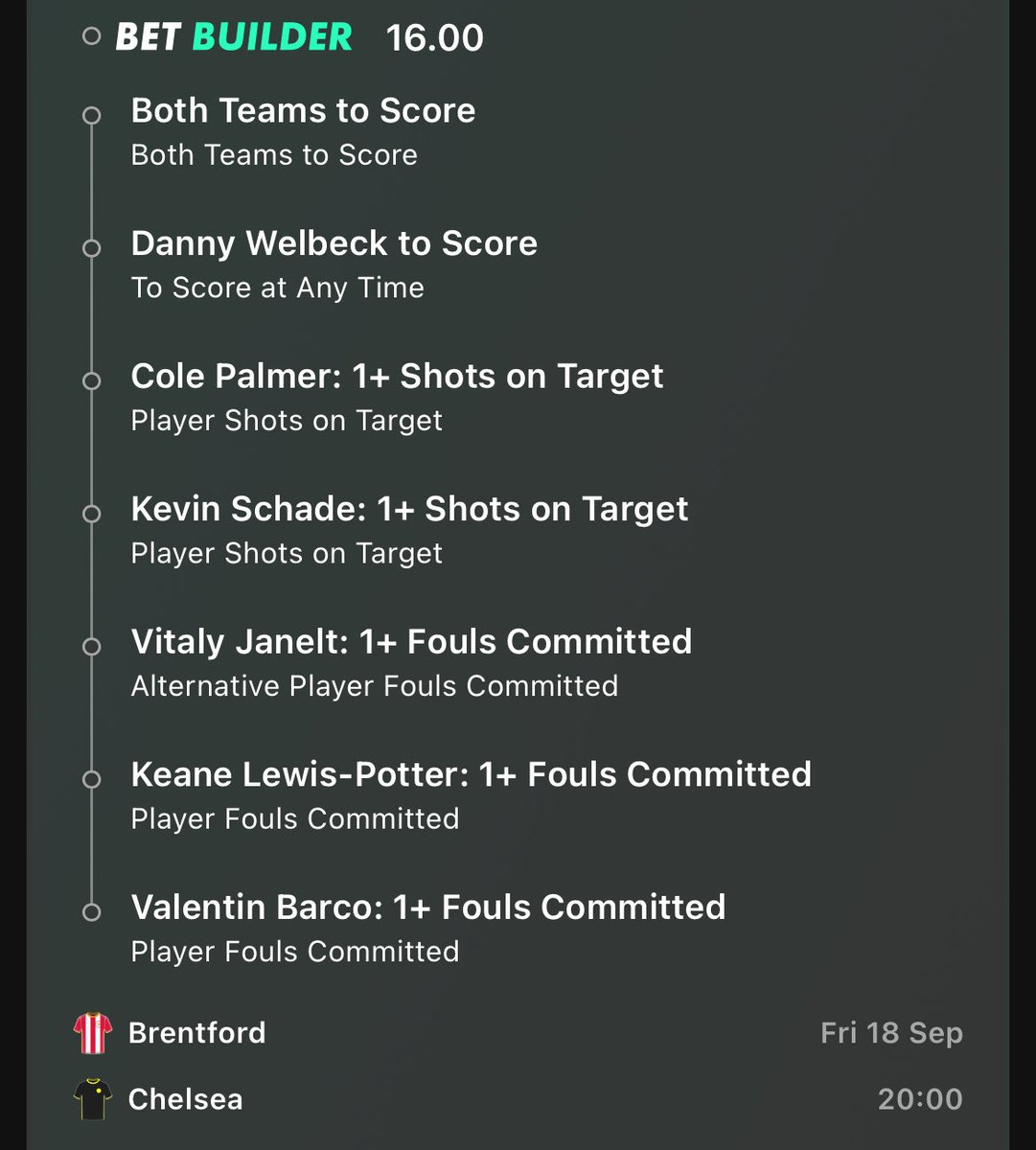 Guru_Tips17's tweet photo. Brentford 🆚 Chelsea

⚽ Both Teams to Score
⚽ Danny Welbeck to Score
🎯 Cole Palmer 1+ Shot on Target
🎯 Kevin Schade 1+ Shot on Target
💥 Vitaly Janelt 1+ Foul Committed
💥 Keane Lewis-Potter 1+ Foul Committed
💥 Valentin Barco 1+ Foul Committed

Odds: 16.00
Stake: 0.25u https://t.co/aA5f5naFAS