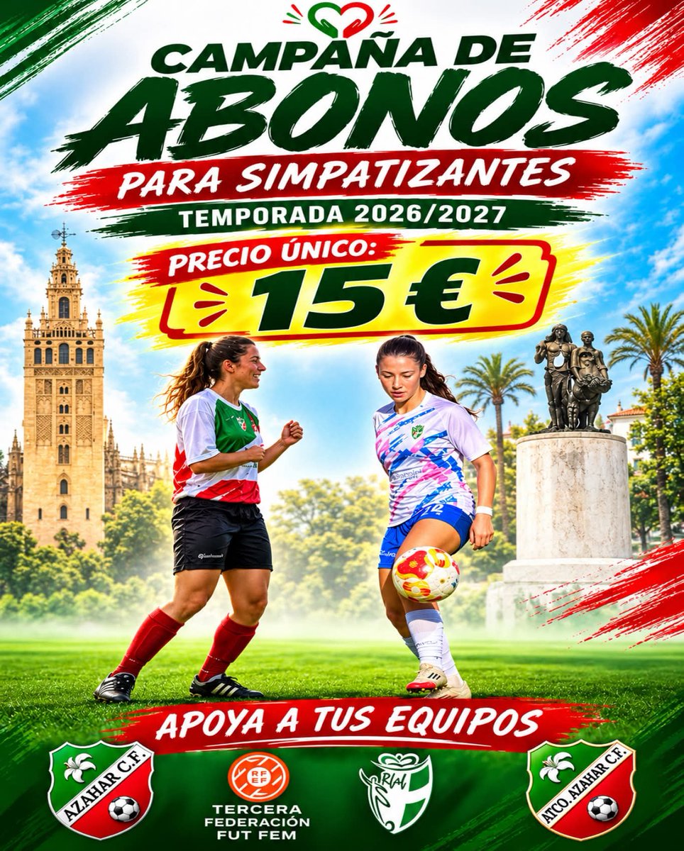 cf_azahar's tweet photo. 💚🤍❤️ te quede sin tu abono de simpatizante.💚🤍❤️
💪⚽💚🤍❤️⚽💪
#azaharcf
#familiaazahar
https://t.co/NwhwIvxunt https://t.co/viouygKKX7
