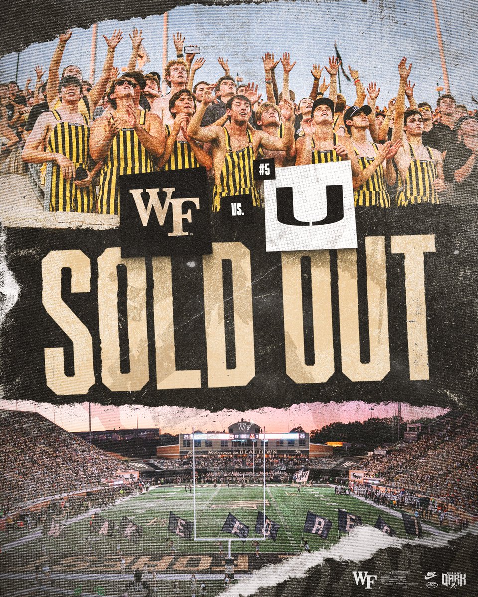 DemonDeacons's tweet photo. Reserved seats are SOLD OUT for tonight’s showdown with No. 5 Miami—but there are still more ways to get in and catch the action! 

🎟️: https://t.co/XslS1eExpX