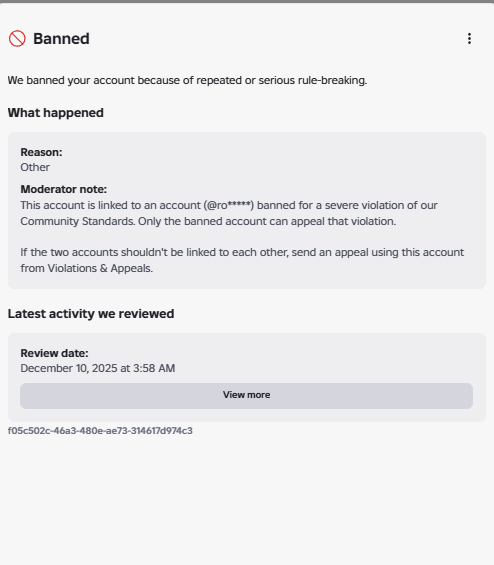freefbojacob's tweet photo. i was chain banned on 2 accounts for an account i don't even know about. is there any way to appeal older enforcement bans? ive been taking notice the past months of everyone getting them falsely and i am one of them. #roblox #robloxdevrel #robloxdev #robloxban #robloxenforcement https://t.co/XXmqR4Gc4G