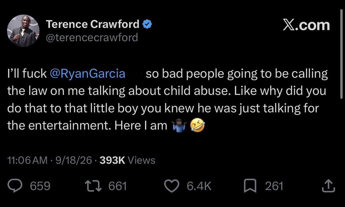 JayyInkz's tweet photo. @terencecrawford @RyanGarcia That’s not called abuse my guy that’s something worse https://t.co/OgTquByF9L