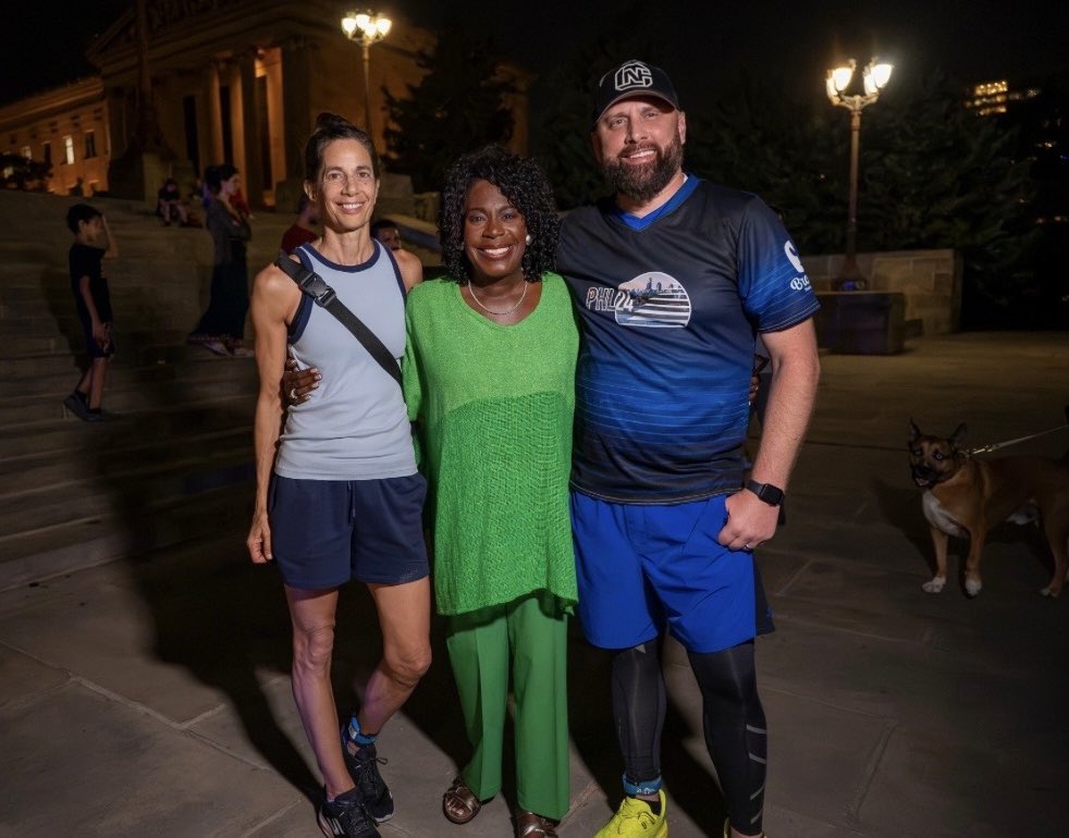 PhillyMayor's tweet photo. Saturday night, I joined the @LegacyOfHopePHL’s #PHL24 family at the Art Museum steps to support @KimberlySReed and the athletes taking on this extraordinary challenge.
For 24 straight hours, athletes climbed those steps to support families fighting cancer. Through the day. Through the night. Step after step. That kind of commitment means something.
Legacy of Hope provides emergency financial assistance to cancer patients and their families, helping with food, housing, transportation, utilities, and other essential needs during treatment.
Families facing cancer should never feel like they have to carry that fight alone. Thank you to Legacy of Hope founder, Mike Rowe and every athlete, volunteer, supporter, and family who showed up with purpose.
The Art Museum steps are a challenge on any day. Taking them on for 24 hours in service to others is something special.
Keep climbing, Philly. And keep lifting others as you go.
#PHL24 #LegacyOfHope #OnePhilly