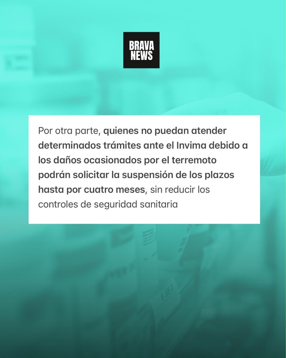 BravaNewsCo's tweet photo. SALUD BRAVA: El Gobierno Nacional expidió el Decreto 1415 de 2026, una medida extraordinaria para responder a la emergencia y asegurar que nadie se quede sin servicio.

¿Qué contempla esta medida?

Atención 100% sin costo: Durante 12 meses, los damnificados inscritos en el Registro Único de Damnificados (RUD) no pagarán cuotas moderadoras ni copagos en ningún lugar del país.

- ⁠ Fortalecimiento hospitalario: Recursos inmediatos para reparar, dotar y equipar la red pública de salud afectada.

- ⁠Respaldo al talento humano: Apoyo financiero para sostener al personal de salud y garantizar los servicios.

- ⁠Alivios financieros: Facilidades para prestadores, empleadores e independientes impactados por la emergencia.