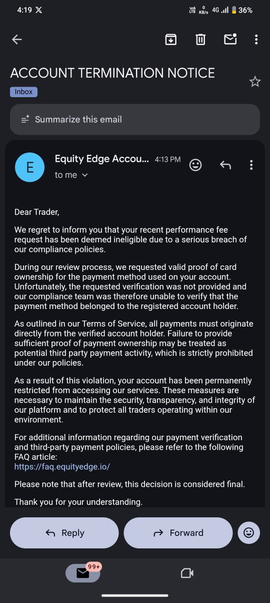k_omsekar's tweet photo. 4269$&amp;3916$ payout is rejected  from equity edge propfrim,because of thrid party payment&amp;payed all with my card.i meet all rules but in the end they rejected my payout.And they contact me and given refund 73$ dollar me&amp; say you delete all posts ,What about my hard earnings 4269$ https://t.co/SGZ3i0JNwE