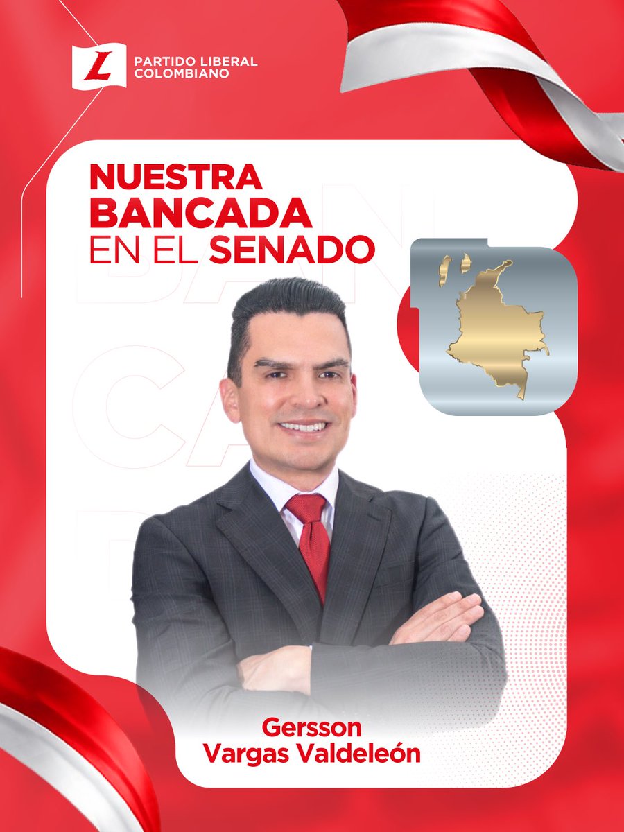 PartidoLiberal's tweet photo. @bitersenador hace parte de nuestra bancada en el Senado de la República para el periodo 2026–2030.

Conoce su trayectoria y el trabajo que desarrollará desde el Congreso.

Seguimos construyendo una bancada con experiencia, compromiso y vocación de servicio.🇨🇴 https://t.co/uPvfd6IuHE