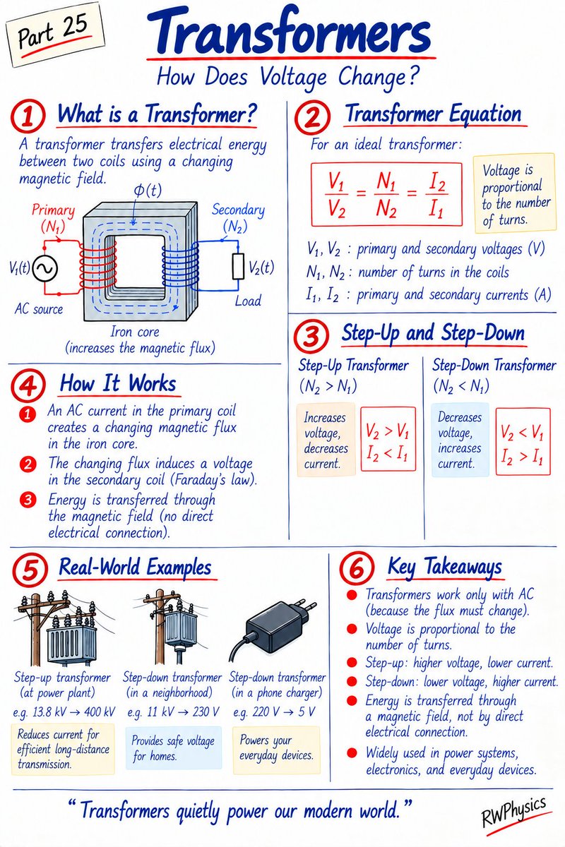 RWPhysics's tweet photo. Transformers: How Does Voltage Change? ⚡ | Part 25 https://t.co/phegXLmA7j