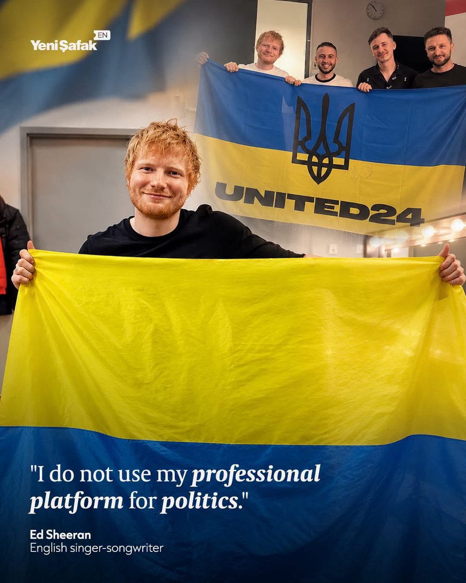 SoufSuuf's tweet photo. 🤡Ed Sheeran has said there is a reason he does not use his professional platform for politics, yet in 2022 he used that platform to headline a Concert for Ukraine, raise funds for humanitarian relief and declare, “I stand with Ukraine.” https://t.co/sw4JY4A28k