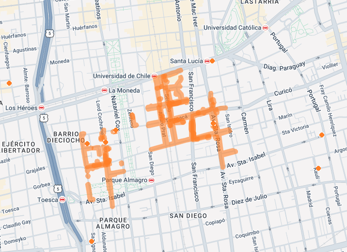 Imagen del mapa de cortes en línea donde se muestra el sector afectado por el corte de energía