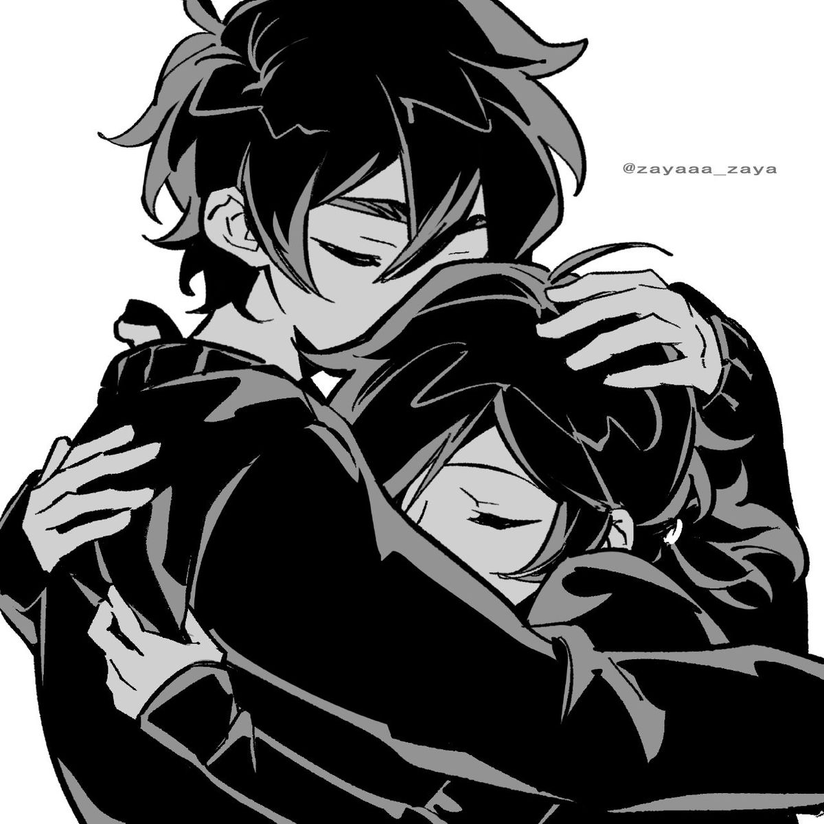 BlackleyBlack's tweet photo. 📷#AndrewGraves #AshleyGraves #TCOAAL #TheCoffinOfAndyAndLeyley #AndyAndLeyley #Fanart #AnimeArt🖤 Andrew &amp; Ashley in a tight hug • soft closed-eyes moment • warm and close 📷Art by:@zayaaa_zaya https://t.co/ICY1zueYY8