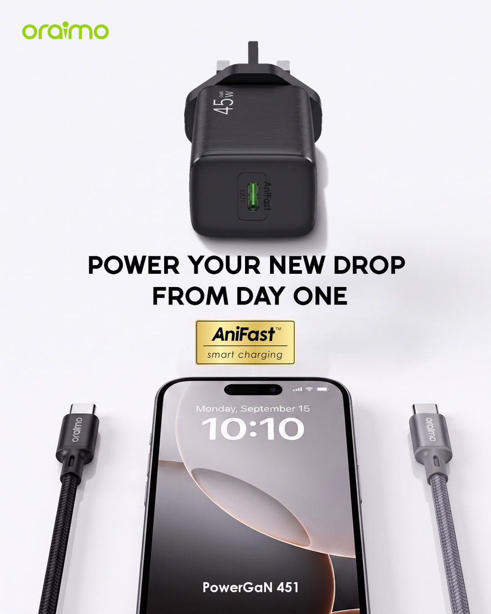 max_crown22's tweet photo. The more I learn about AniFast, the more I understand why charging technology matters. ⚡ oraimo is bringing innovation to the table with products like the PowerGaN 451. Smart charging, better experience! #oraimoAniFast https://t.co/Gr94p14UNT
