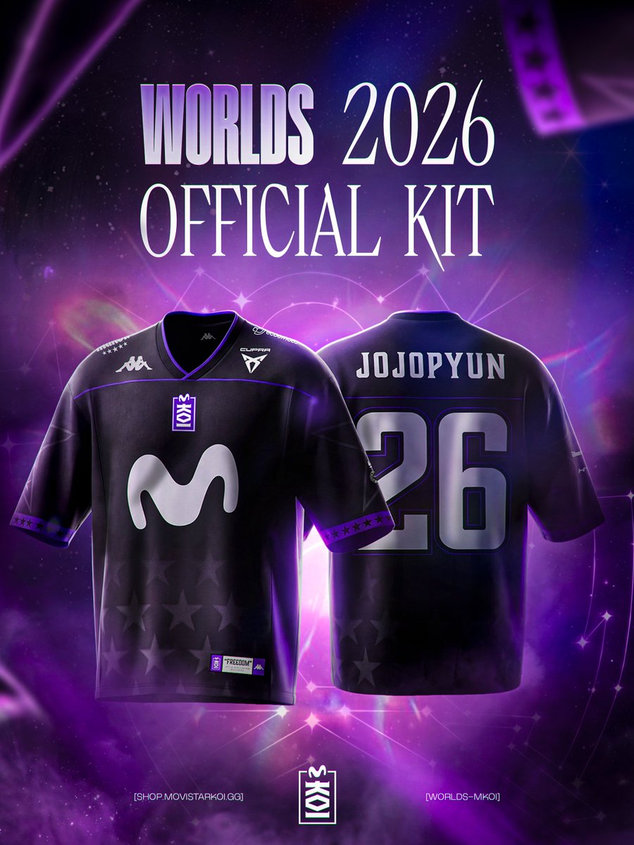 MovistarKOILoL's tweet photo. Camiseta oficial de Worlds 2026 ya disponible.

🛒  https://t.co/ni3weZzn2R https://t.co/9yICZZ1VsH