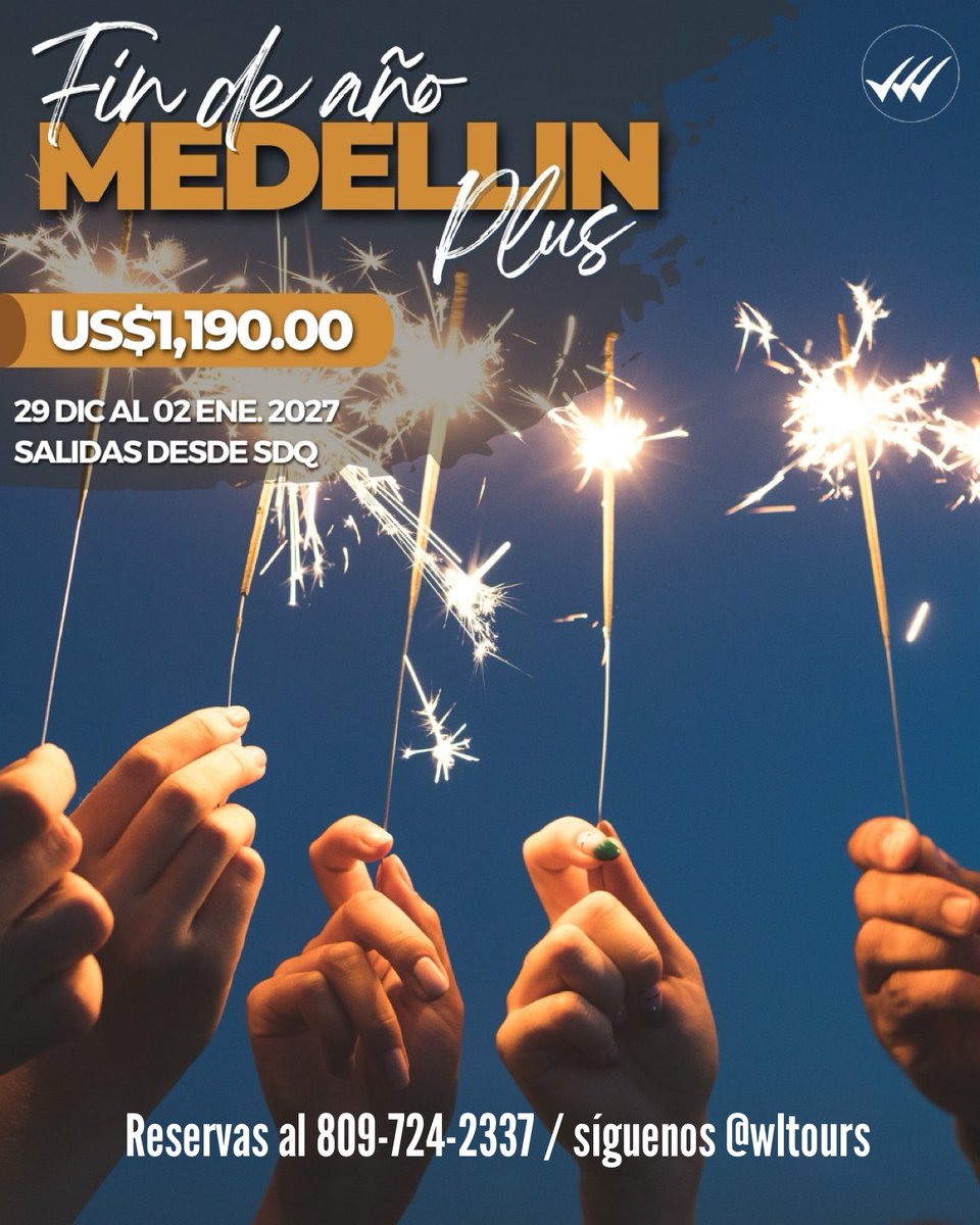 WL_Tours's tweet photo. *🎆✨ ¡AUN SIN PLANES DE FIN DE AÑO! ✈️*

Si aun no han decidido dónde despedir el año, tenemos salidas listas para ti. 🌎

Pregúntame para más información o reservas.

Reservas al 809-724-2337 / síguenos @wltours

#brasil #peru #colombia #findeaño https://t.co/oSzCMJnUo0