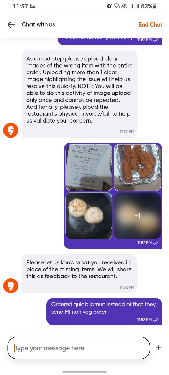 Tweets_From_Raj's tweet photo. Order from @Swiggy  a pure veg restaurant send me chicken instead of gulab jamun @fssaiindia 
@SwiggyCares https://t.co/2Wl4zPY2Ac