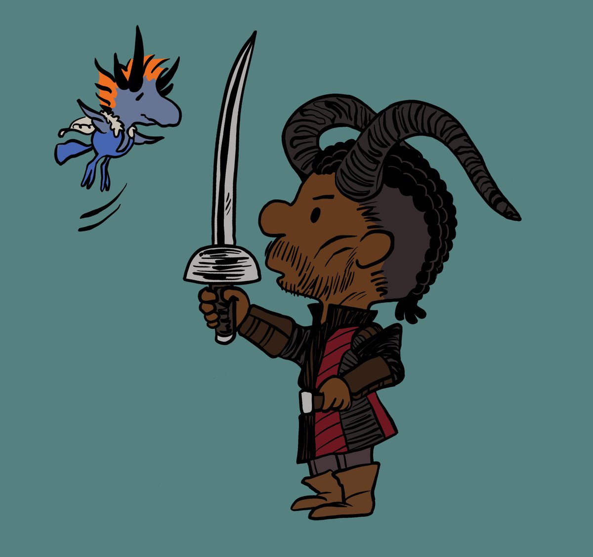 MUTUALCOMBATART's tweet photo. defender of the peanuts 🥜 
#bg3 #baldursgatefanart #wyllravengard #bg3wyll https://t.co/86YOjTg3wt