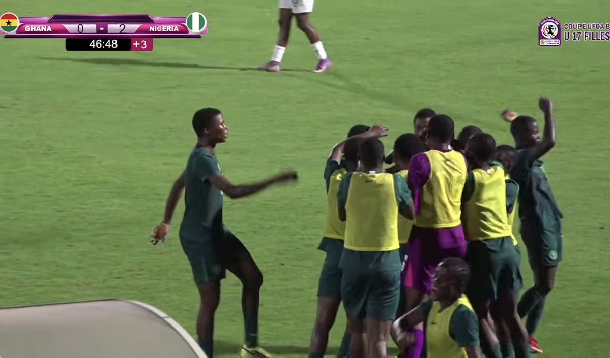 AdemolaVictorTv's tweet photo. 45+2’ | Goal for Nigeria
Nigeria Flamingos 2-0 Ghana U17
Scored by Captain of the side, Harmony Chidi.
2026 WAFU B U17 Girls Cup
#AdemolaSports #SoarFlamingos #WAFUBU17 #JollofDerby https://t.co/rbTmxdKOqQ