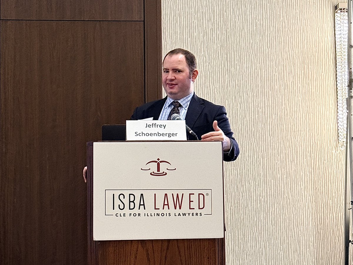 ISBAlawyer's tweet photo. Jeffrey Schoenberger, Affinity Consulting, presents “Legal Tech 101: Building a Smarter Law Practice” during the ISBA Solo &amp; Small Firm Conference 2026. @affinitylegal 

Special thanks to moderator Elisabeth A. Ritter, Ritter Law Offices.

#ISBA #SSFC26 https://t.co/n0NJADQu1y