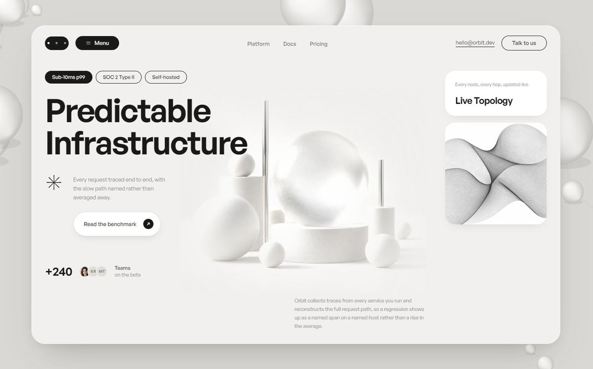 AbdulSa47430850's tweet photo. Orbit - SaaS Website | Landing Page &amp; Product UI Design
.
.
.
#uidesign #uiux #webdesign #landingpage #saas #productdesign
#herosection #3ddesign #minimal #interfacedesign #startup #designinspiration #uidesign https://t.co/wALH92uQaZ