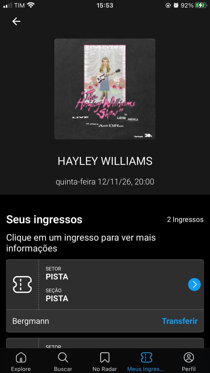 GiseleB_'s tweet photo. 🎟️🎟️ VENDO DUAS MEIA ENTRADAS 
Show da Hayley Williams
São Paulo  
12/11 - pista comum

#hayleywilliams #hayleywilliamsshow #paramore #thehayleywilliamsshow https://t.co/cEDI5WTsqk