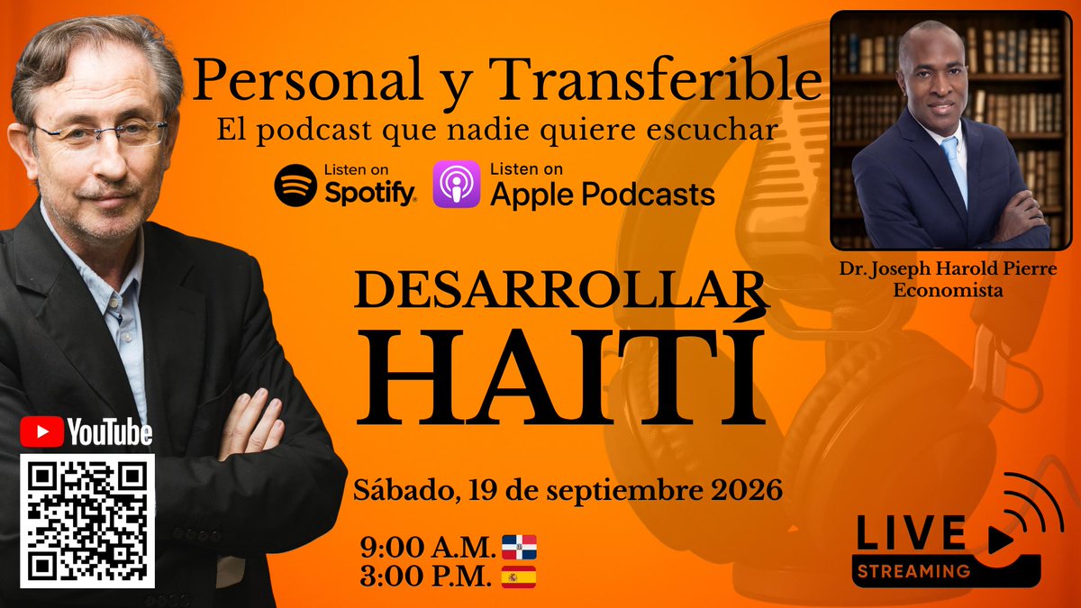 lauredelacruz's tweet photo. 🎧 DESARROLLAR HAITÍ

Haití es un país de América ubicado en La Española y uno de los trece Estados que forman parte de las islas del Caribe. Su capital y ciudad más poblada es Puerto Príncipe. Haití es conocida por ser la primera «república negra» del mundo en constituirse e independizarse y, económicamente, por ser el país más pobre de América y calificada por muchos como “estado fallido”.

La violencia de diversas bandas armadas unidas a otros graves problemas sociales proyectan la imagen de un Estado incapaz e impotente para resolver los problemas básicos y elementales de la población combinada con el abandono y desinterés de la comunidad internacional. 

De esto y mucho más hablamos Joseph Harold Pierre, economista, politólogo y político haitiano experto en economía y política de América Latina. Ha trabajado para gobiernos y organizaciones internacionales en la región. Católico, casado y padre de 2 niños.

🔗 Enlace: https://t.co/enEfzscX8w 

#Podcast #Entrevista #trabajosocial #política #haiti 

PERSONAL Y TRANSFERIBLE©️
El podcast que nadie quiere escuchar