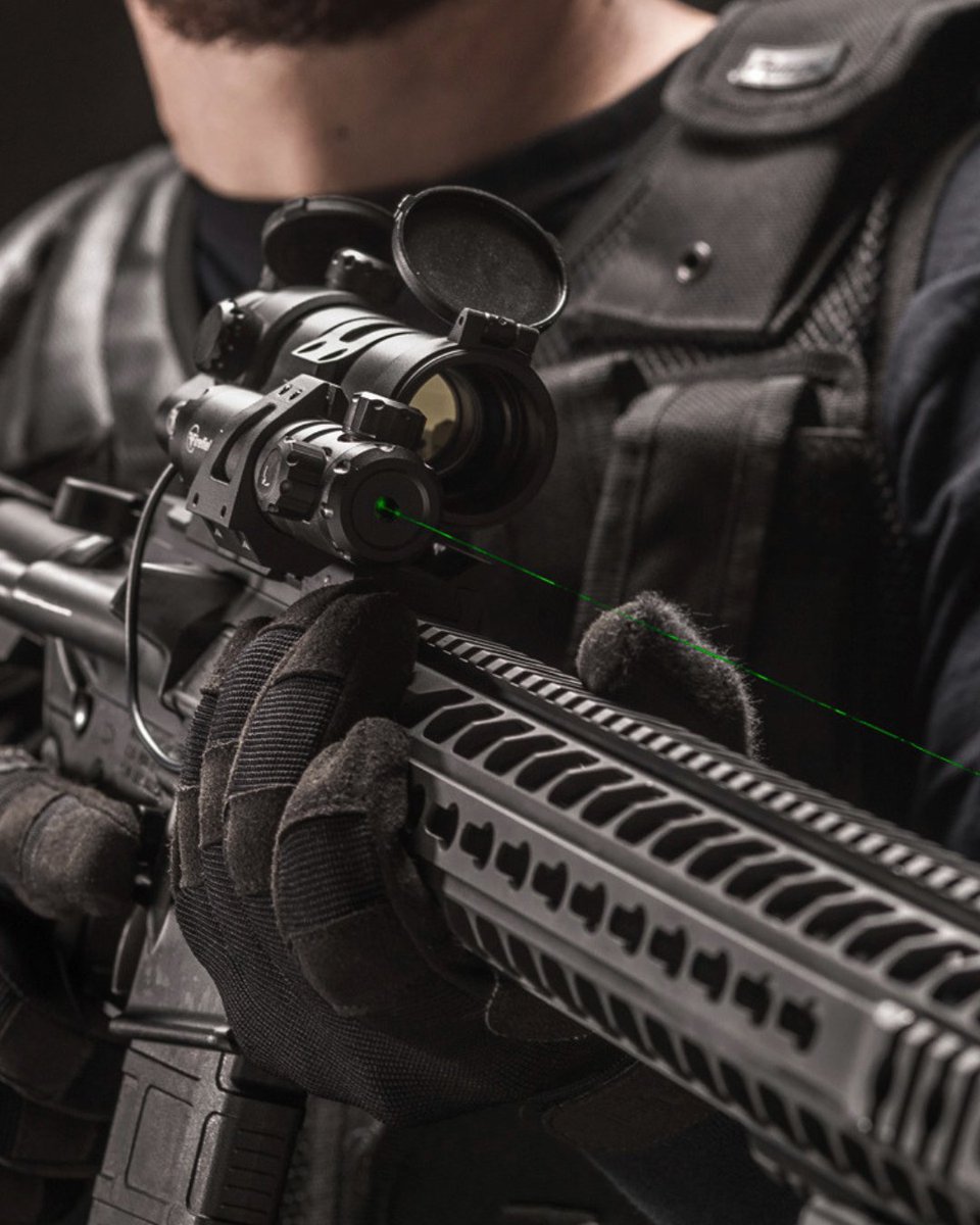 FirefieldTM's tweet photo. The SpeedStrike Green Laser Sight has no interest in being subtle. https://t.co/N16llhAws0
