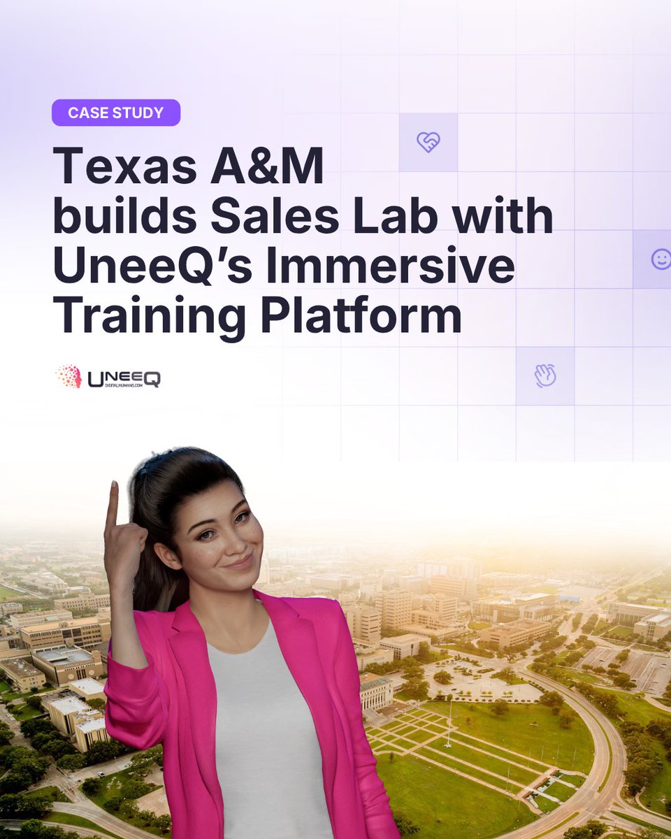 UneeQAI's tweet photo. Look out sales teams! The next generation of closers is doing some serious training. 💪 

Texas A&M University's Mays Business School has been using Immersive Training Platform to give students the power of realistic practice.

Roleplaying with our digital humans, students rehearse interviews, pitches, and client meetings – the moments that are going to define their careers – face-to-face instead of just in theory.

Students have completed hundreds of sessions in the first pilot alone, meaning more time for instructors to focus on higher-value coaching and mentorship.

A huge shout-out to Dell Technologies for leading this project and helping to train the next generation. 💙 

#salestraining #sales #learning #development #salesenablement