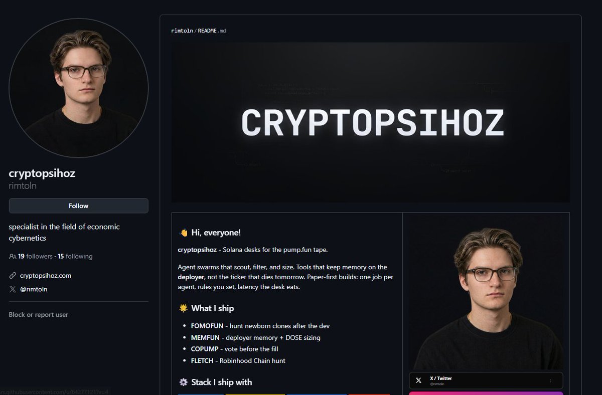 LiXi381m's tweet photo. NEW PUMPFUN TERMINAL BY AI GUY FOLLOWED BY PMARCA?

Cybernetics dev Rimtoln just dropped a new AI terminal for Pumpfun.

His last projects all bonded and I am pretty sure if he supports this one, we will run high.

Got so many key followers and all fees to his Github.

https://t.co/LonENsmFqH

https://t.co/51uW3sNmqI