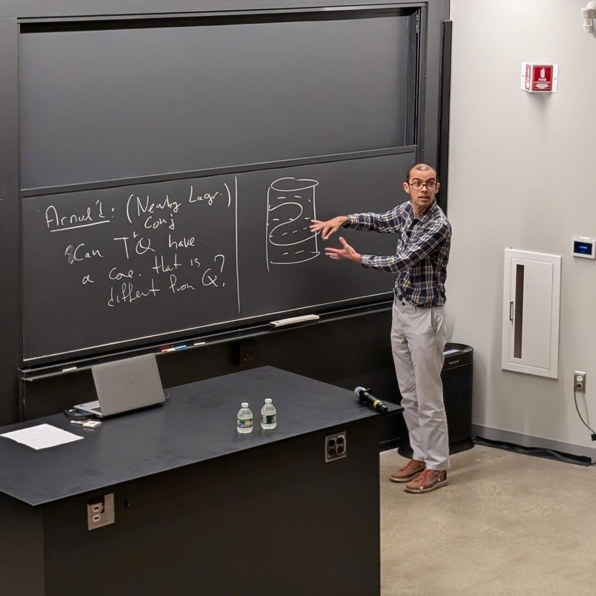 HarvardMath's tweet photo. Thanks to Mohammed Abouzaid from @Stanford for being a part of this year's #AhlforsLectureSeries! He spoke about "Framed bordism and nearby Lagrangians" and "Complex bordism and Hamiltonian fibrations" to an engaged audience of mathematicians at Harvard's Science Center. https://t.co/Xu7EwXmUNf