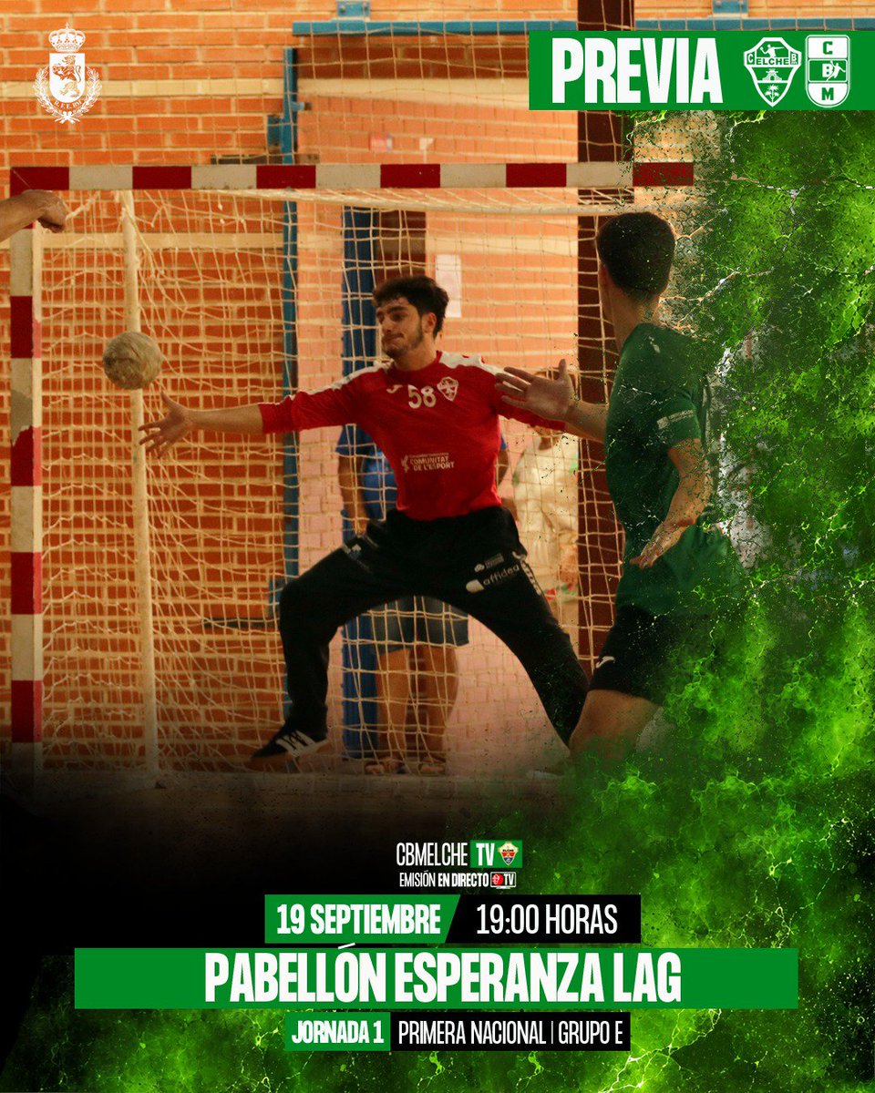 cbm_elche's tweet photo. ð£ð¥ðð©ðð #CBME ð | 'Un nuevo comienzo'.
ð© El #BMElche recibe al @BalonmanoMarni en el pabellón Esperanza Lag de Elche desde las 19:00 horas.
ð© El equipo franjiverde estrena la temporada 2026/2027 en #PrimeraNac ante su afición con el objetivo de competir y crecer.
ð© Los ilicitanos han completado una #PreTemp2026 con mejores sensaciones que resultados, ante rivales potentes del grupo.
ðž | #CBMElche - @DidakFotos
ð» | Consulta toda la información https://t.co/MmlPpxbHiz en nuestra página web.
ð© #AlmaGuerrera ð©
