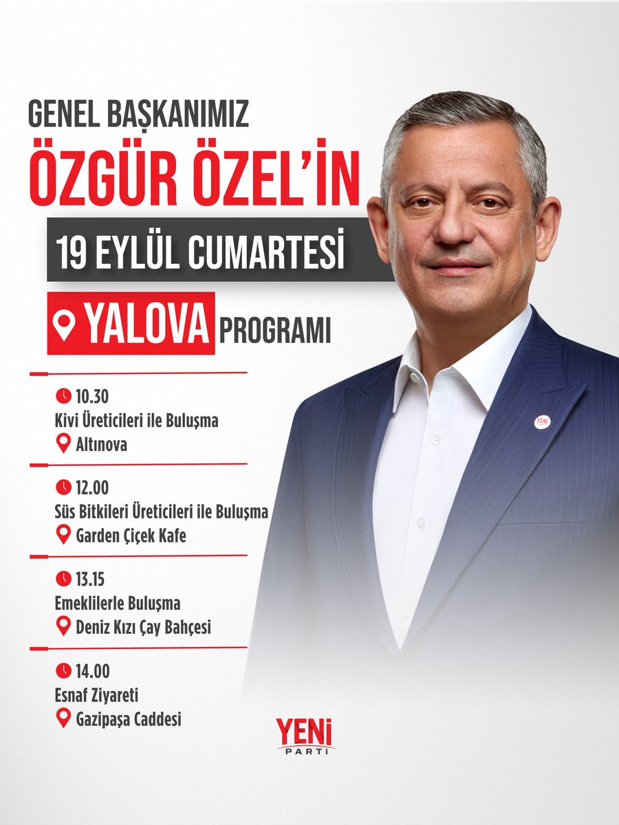 MullaogluServet's tweet photo. Genel Başkanımız Sayın Özgür Özel, yarın Yalova’da! https://t.co/79TC5mdCzC