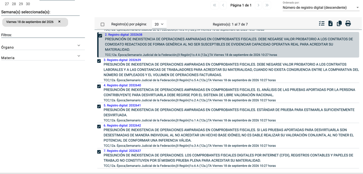 david_nieto01's tweet photo. 🔎 Se publicaron 6 tesis aisladas del 1° TCC del Centro Auxiliar de la 2ª Región sobre cómo se valora la prueba para desvirtuar la presunción de inexistencia de operaciones. Todas salen del AD 344/2025, del índice del 3° TCC en MA del 6° C.

No tienen tiempo? tip: Las tesis léanlas rápido, pero la sentencia es lo interesante. Por ej. desarrolla el estándar de prueba (Ferrer Beltrán), una metodología de hechos base y hasta ejemplos de pruebas idóneas. Aclara que no se siguió el procedimiento formal del 69-B, sino facultades de comprobación, y algunas tesis (comodato, CFDI) son más "tajantes" que lo que dice el texto. Considero que hay mucho que criticar y mucho que usar.

AD 344/2025: https://t.co/8eyAqEfh3U