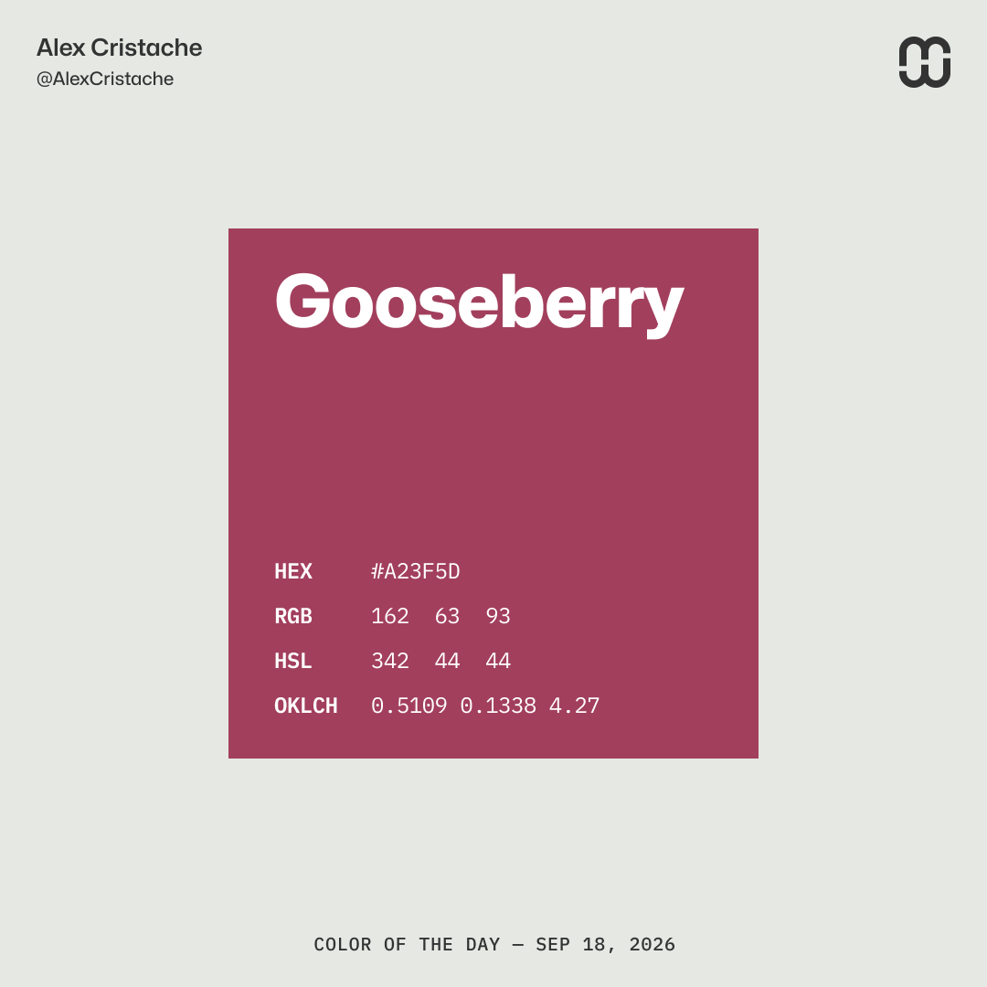AlexCristache's tweet photo. "Gooseberry" – A23F5D – is the Color of the Day.
I get those goosebumps every time... I look at it.
Good for your palate, even better for your palette.
#ColorOfTheDay #ColorInspiration https://t.co/Y5GlLw4Vco