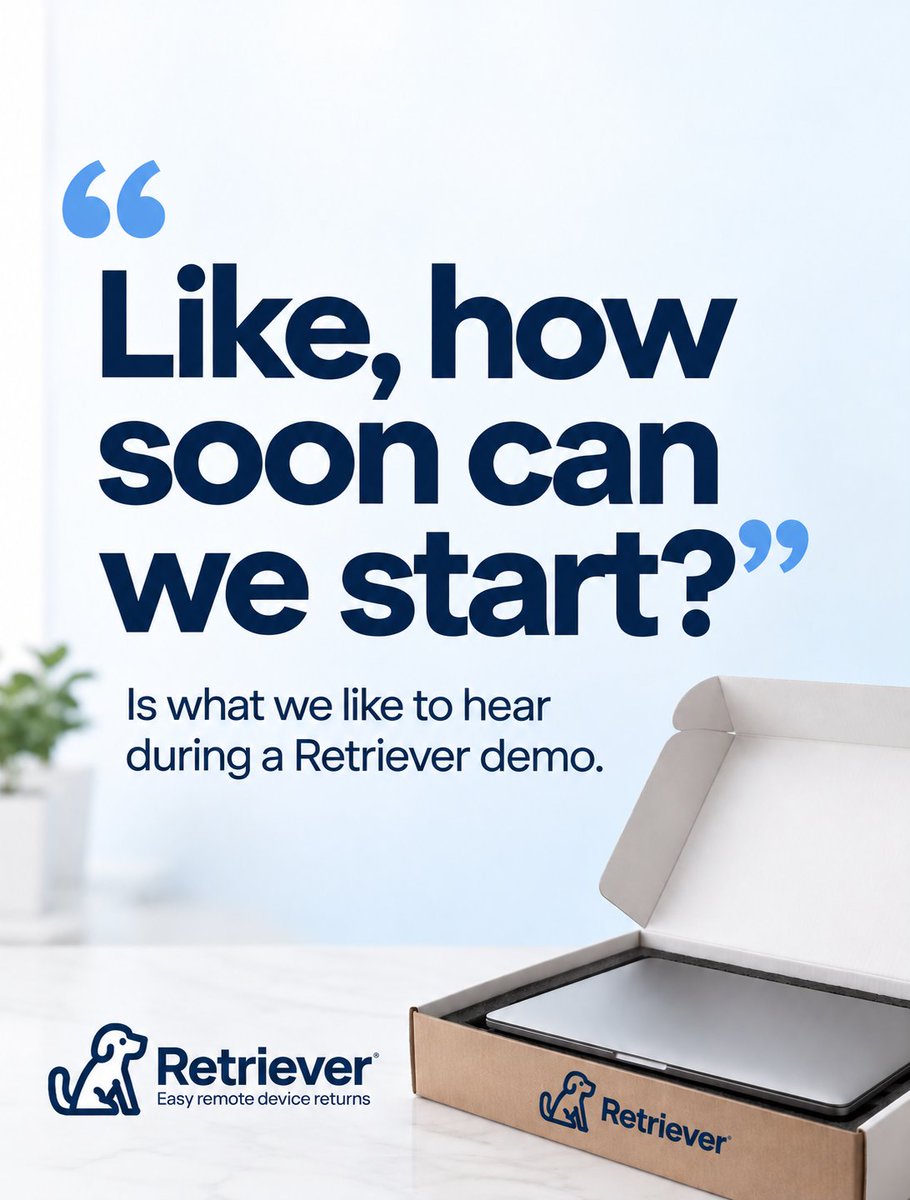 helloretriever1's tweet photo. Normally this is where we’d tell you how easy Retriever makes laptop returns.

Instead, here’s what one prospect said during a demo:

“Like, how soon can we start?”

We’ll take it 😊

Website: https://t.co/9CovnWjYIk 
 Demo: https://t.co/QMKoxO3xNs 

#ITOperations #Retriever https://t.co/Ct4f9bpk2J