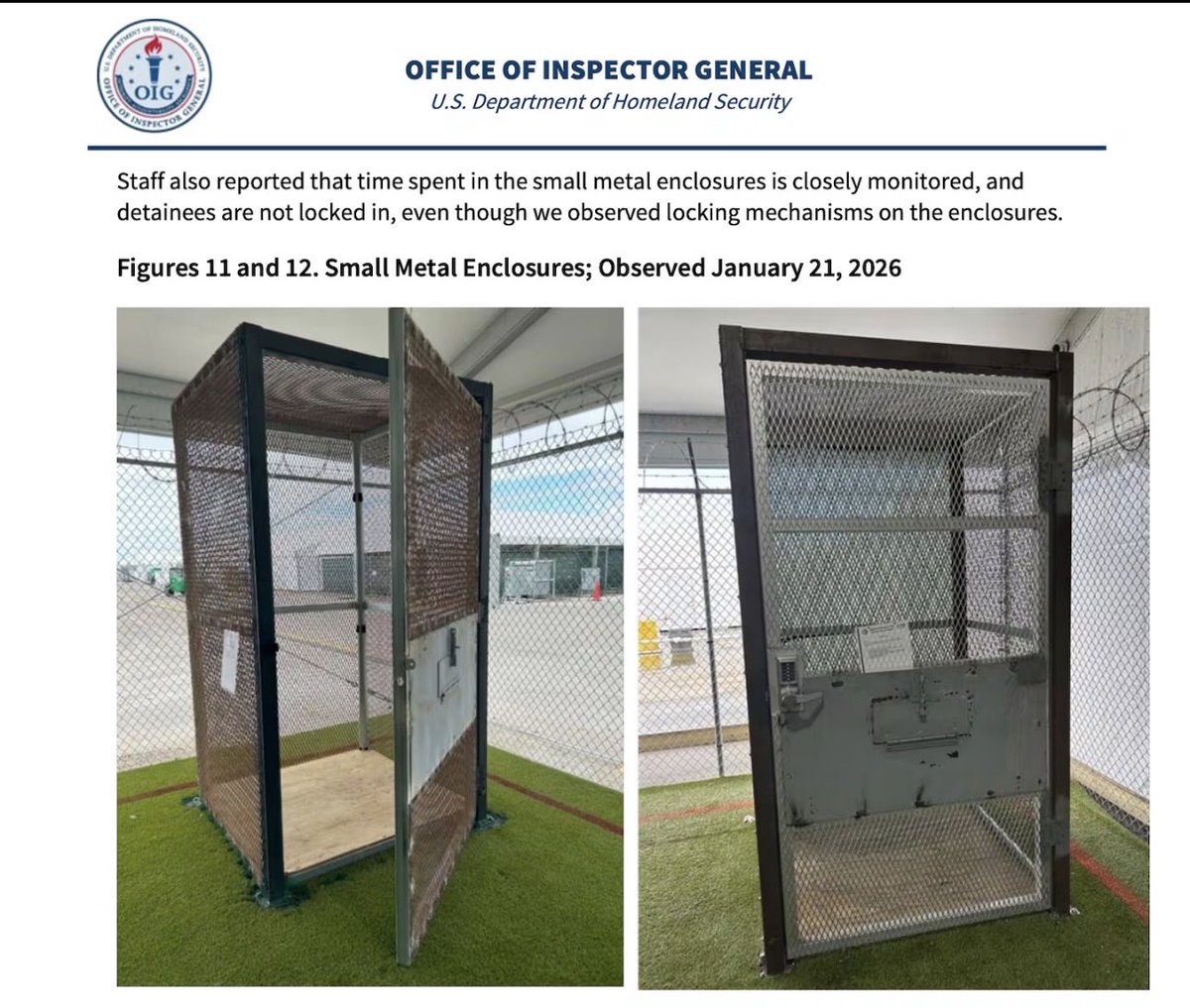 SenAlexPadilla's tweet photo. “While it adheres to all federal standards for criminal confinement, we’d make it even smaller if we could.” — Alex Lanfranconi, Communications Director for FL Governor Ron DeSantis

Are you serious? https://t.co/7pT5dZjSgC