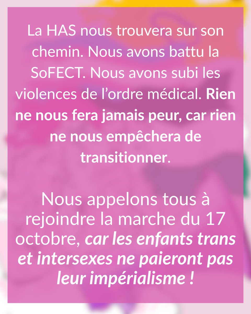 ExisTransInter's tweet photo. La marche de l’ExisTransInter doit porter la revendication que, même si le corps médical ne le veut pas, il faut l'autodétermination et l'accès aux soins des enfants indépendamment de l'avis des parents. https://t.co/ICFyAQgG41