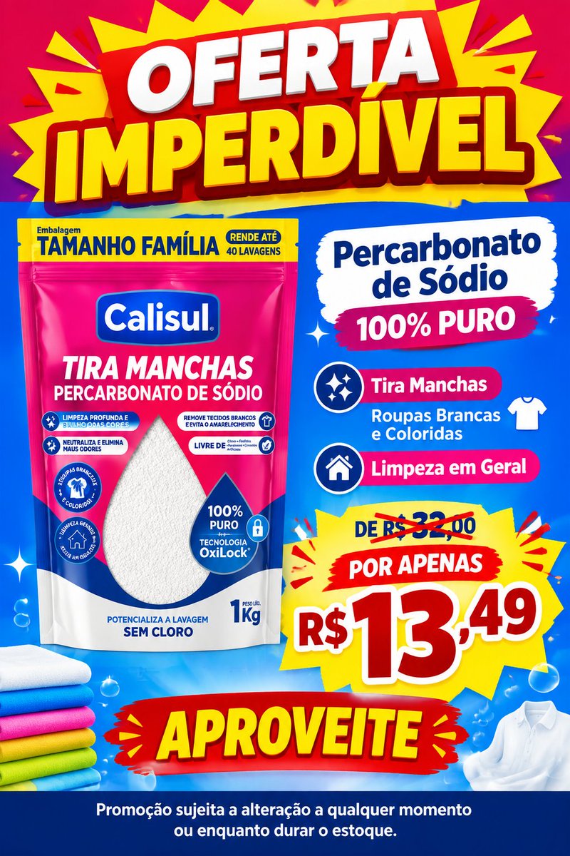 PaulaAmara29944's tweet photo. 🚨𝐎𝐅𝐄𝐑𝐓𝐀  𝐃𝐎 𝐃𝐈𝐀🚨

Percarbonato de Sódio 100% Puro Tira Manchas Roupas Brancas e Coloridas 

🔥De 32,00 por apenas 13,49🔥

https://t.co/1xakwqVLsU
𝐂𝐋𝐈𝐐𝐔𝐄 𝐀𝐐𝐔𝐈👆👆 
𝐏𝐀𝐑𝐀 𝐂𝐎𝐌𝐏𝐑𝐀𝐑 𝐄𝐒𝐒𝐄 𝐏𝐑𝐎𝐃𝐔𝐓𝐎

#shopee #Percarbonato #Percarbonatodesodio https://t.co/jXcjuBwHrY