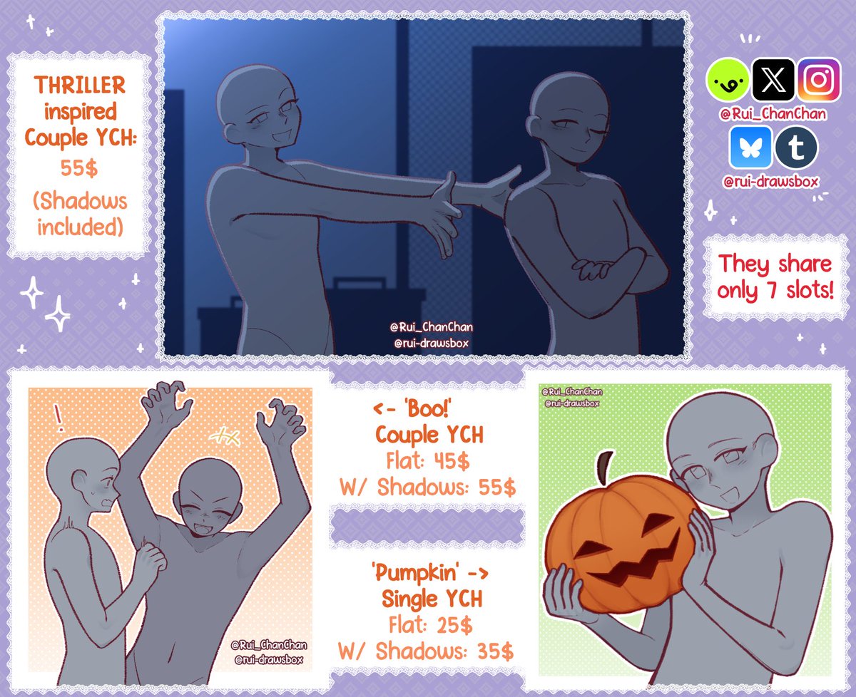 Rui_ChanChan's tweet photo. 🎉HALLOWEEN COMMISSIONS OPEN🎉 (DMs &amp; VGen)
Opening early to prepare everything for October! Prices and amount of slots are shown in the images~
As always sharing and rt'ing is super appreciated (˶>⩊<˶)! https://t.co/ePQtPrcS9g