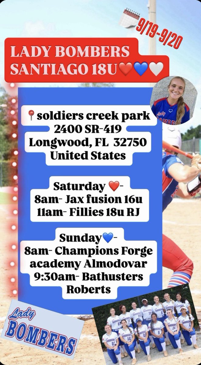 Kaydinw05's tweet photo. COME OUT TO WATCH THE LADY BOMBERS SANTIAGO TEAM DOMINATE THIS WEEKEND. CANT WAIT!!! @SeminoleStateSB @SaintLeoSB @FNUSOFTBALL @Keiser_Softball @MocsEsports @NSUFlorida @FLMemorialUniv https://t.co/AGMWi4gHHc