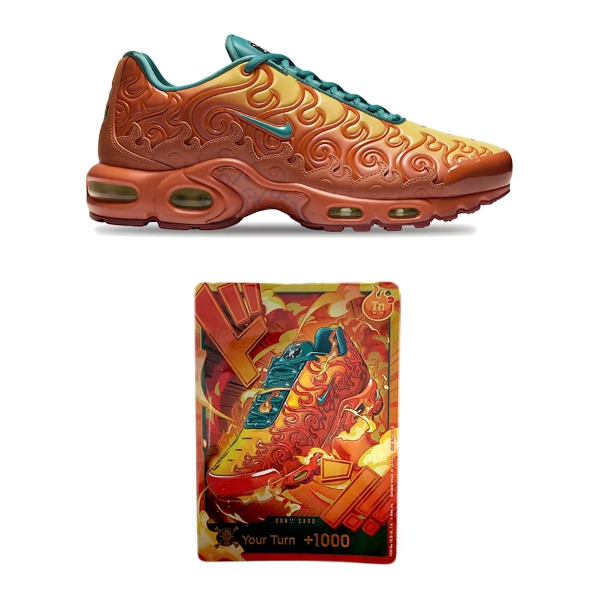AndyCollectz's tweet photo. Listings for the Nike One Piece Mera Mera Air Max Sneakers are up at StockX for both with and without the English OPTCG DON!! Promo Card 👟

Sneaker w/ Promo Card
https://t.co/qtUt0usfVB
Sneaker w/o Promo Card
https://t.co/7w8AC3Jjlq
Promo Card Only
https://t.co/4SD0IeCHg9
All Nike One Piece Sneakers/Cards
https://t.co/HDghGFKeWp

eBay Listings
https://t.co/Q2EbuD7dDq

The Mera Mera Air Max Sneakers were released exclusively in Japan, Korea, China, Taiwan, Indonesia, and Mexico #ad