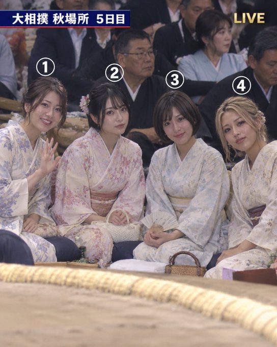 a4446650321's tweet photo. 大相撲の観客席に浴衣美女💕
何番が好き？ https://t.co/RAWKRHg6ZY