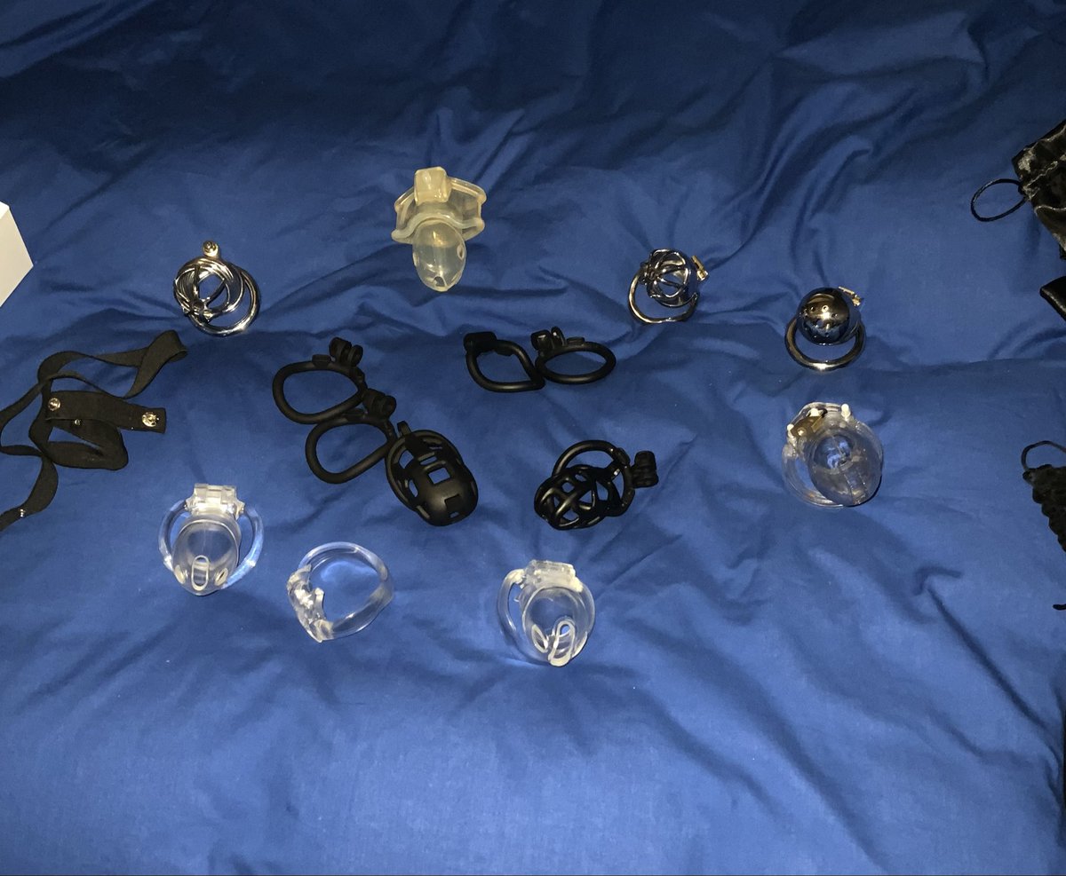 SLikeicare's tweet photo. Deciding which cage gets me through Locktober 🔐 #chastity #lockober #keyholder https://t.co/b1e68xRAIA