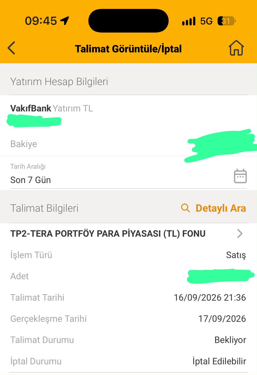 Vuralaslane's tweet photo. @ugur19381938 16 Eylül 21.36’da VakıfBank’tan TP2 satış talimatı verdim, hâlâ “bekleyen işlem”. 16 Eylül 13.30 sonrası vermiş olsam da 17 Eylül 13.30 öncesi talimat verenlerle aynı kesimde miyim, yoksa 17 Eylül’de veremeyenlerle mi? MKK’da PBLK da görünmüyor bu arada https://t.co/1Hv1eSUPcG