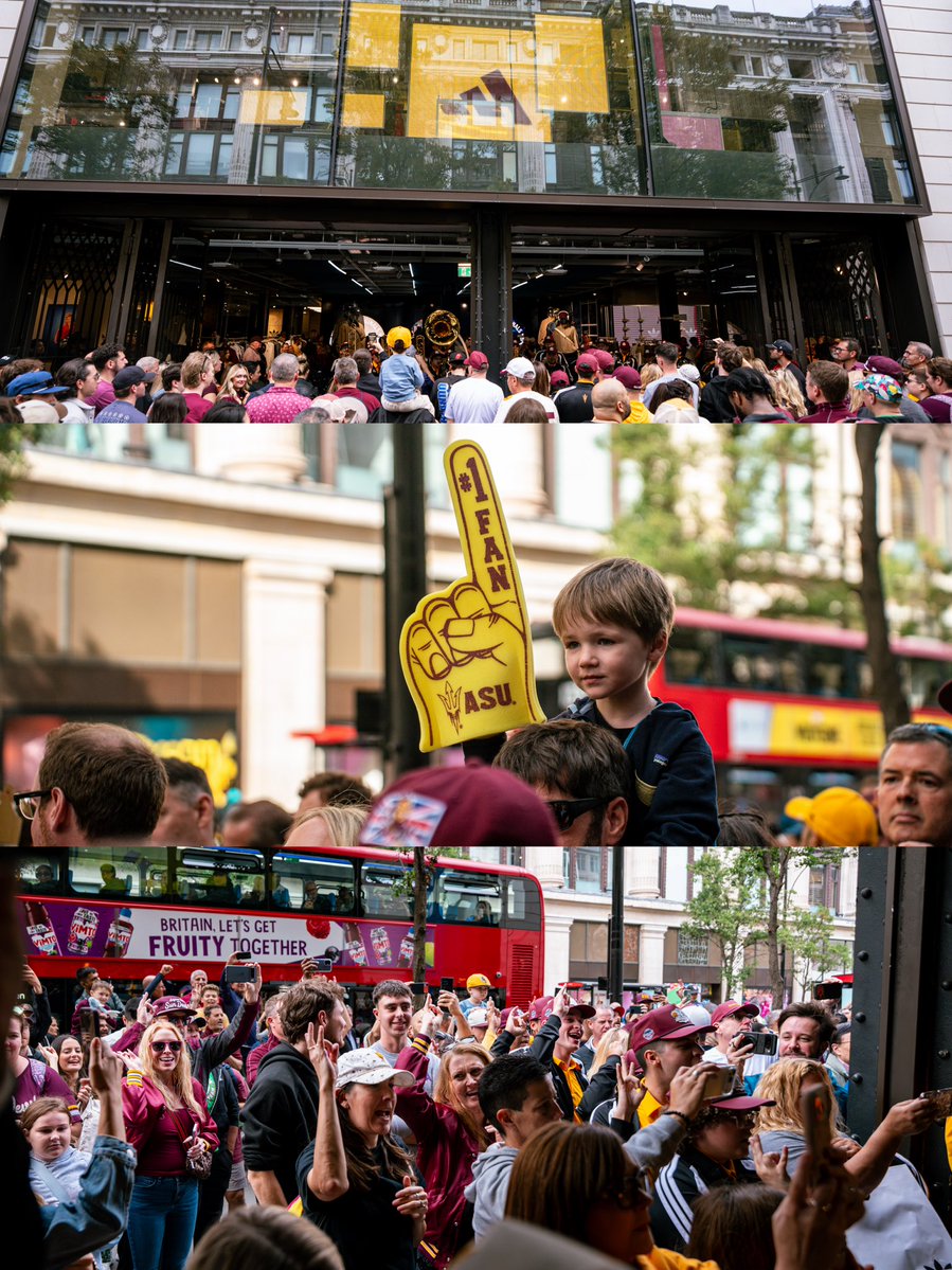 TheSunDevils's tweet photo. It’s Sparky mania at the @adidas Oxford Street Pep Rally 😈 https://t.co/j3fv7l6j5M