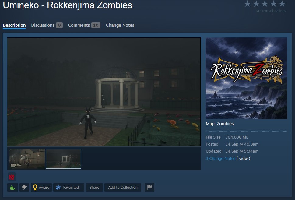 SnorbDash's tweet photo. Someone made an Umineko custom zombies map for black ops 3, we are so back guys https://t.co/2WBOF81pW4
