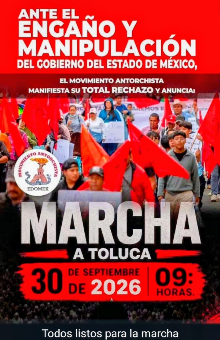 NuviaLen2's tweet photo. El Movimiento Antorchista marchará el próximo 30 de septiembre, ante la negativa y nula respuesta del Gobierno del Estado de México a las peticiones de obras y servicios entregadas desde el año 2023 a la administración que encabeza Delfina Gómez Álvarez.
#EdomexSinResultados https://t.co/7eCHmIPVUA