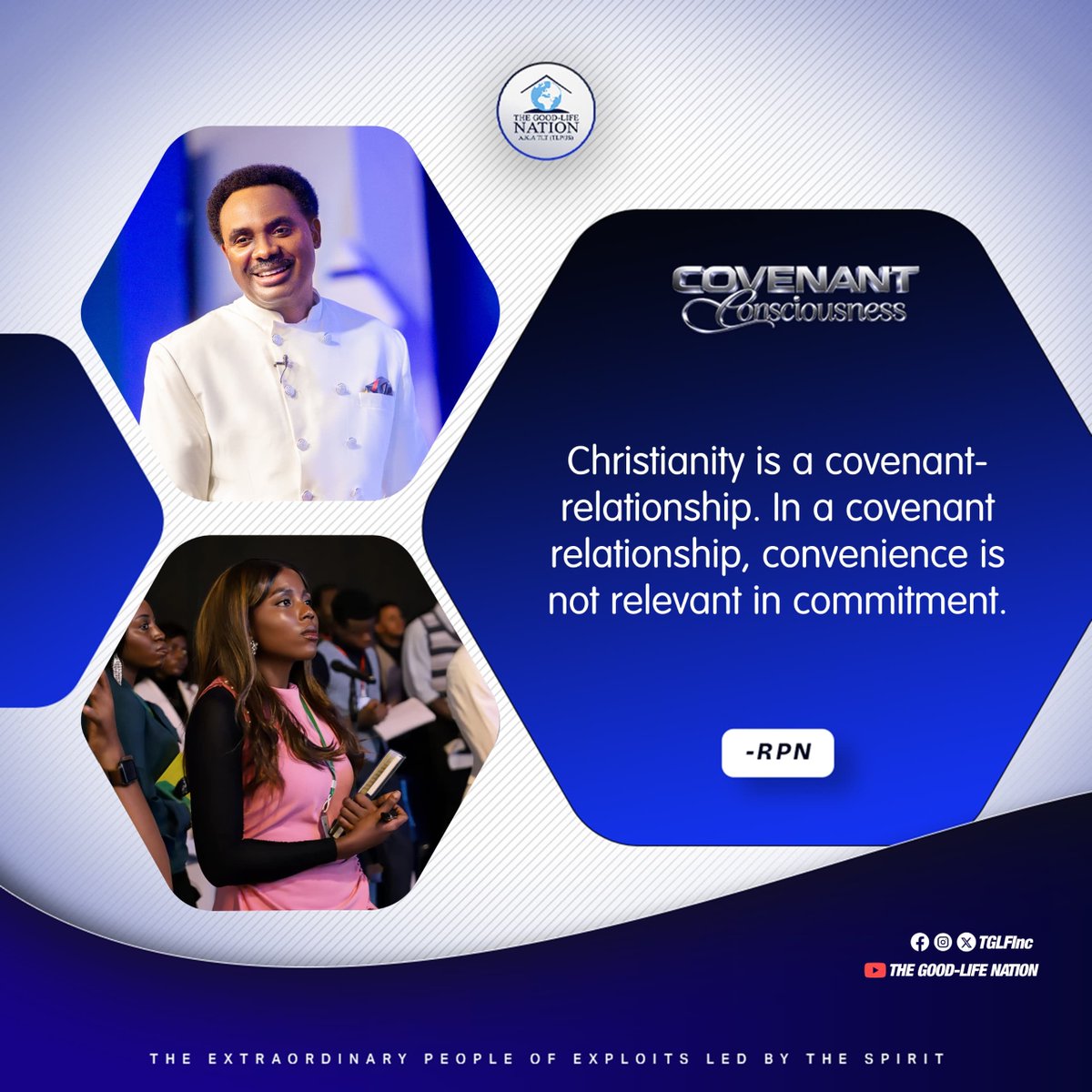 TGLFInc's tweet photo. Christianity is a covenant-relationship. In a covenant relationship, convenience is not relevant in commitment. -RPN 

#RPN
#APeopleCome https://t.co/F7StjYU13N