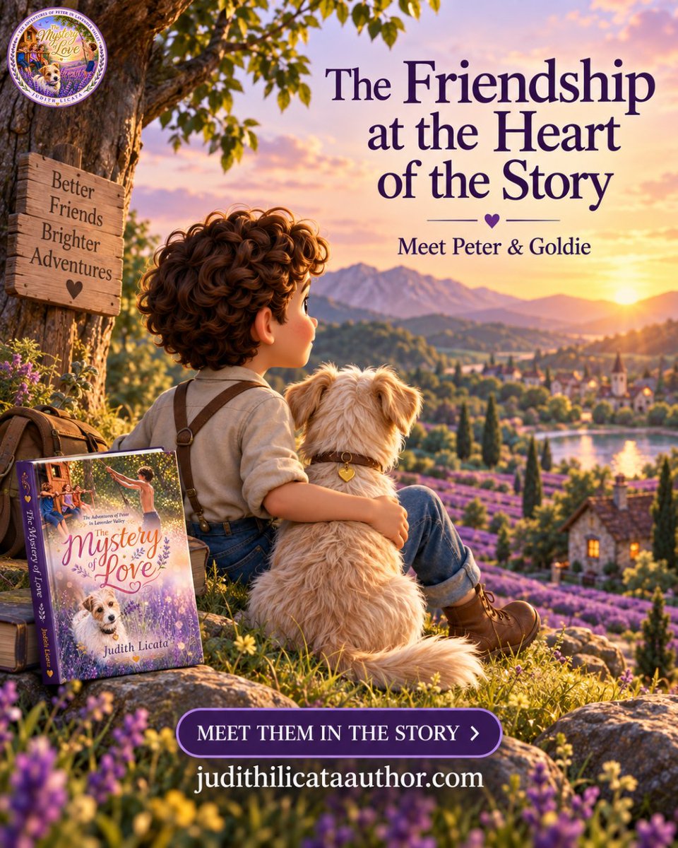JudithILicata's tweet photo. Friendship can turn an ordinary adventure into an unforgettable story. 💜

Meet Peter &amp; Goldie in The Mystery of Love by Judith Licata. A story of friendship, courage, kindness, and heart.

✨ Discover the story: https://t.co/yjtRnhKJvS

#TheMysteryOfLove #JudithLicata#Friendship https://t.co/PPlXTvimME