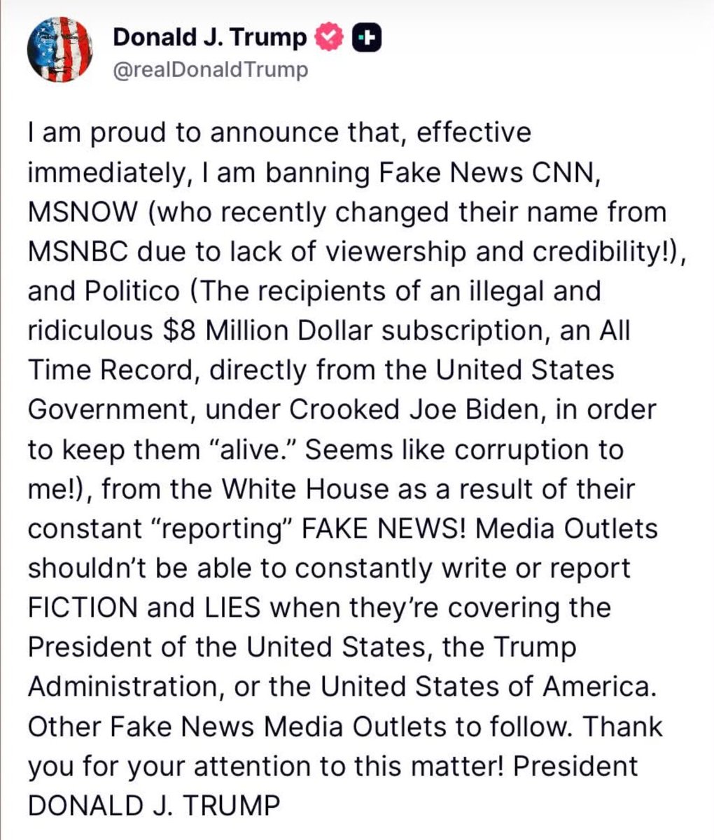 JamieBonkiewicz's tweet photo. Donald Trump banning news outlets from the White House for reporting things he doesn’t like is exactly what fucking fascists do. https://t.co/Oo2vvdWTJG