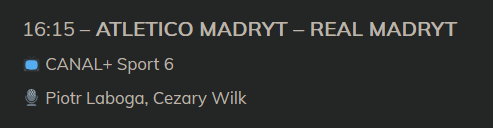 PiloxLP's tweet photo. Jeden z najważniejszych meczów sezonu LaLiga, derby Madrytu. 

Nie dość, że komentuje drugi najgorszy duet we wszechświecie (po Laboga-Orłowski), to jeszcze trzeba dopłacić 10 zł i nie ma tego na normalnym kanale (z Eleven to było w pakiecie) XDDDD

Bezczelni https://t.co/LZIlxOTPmv