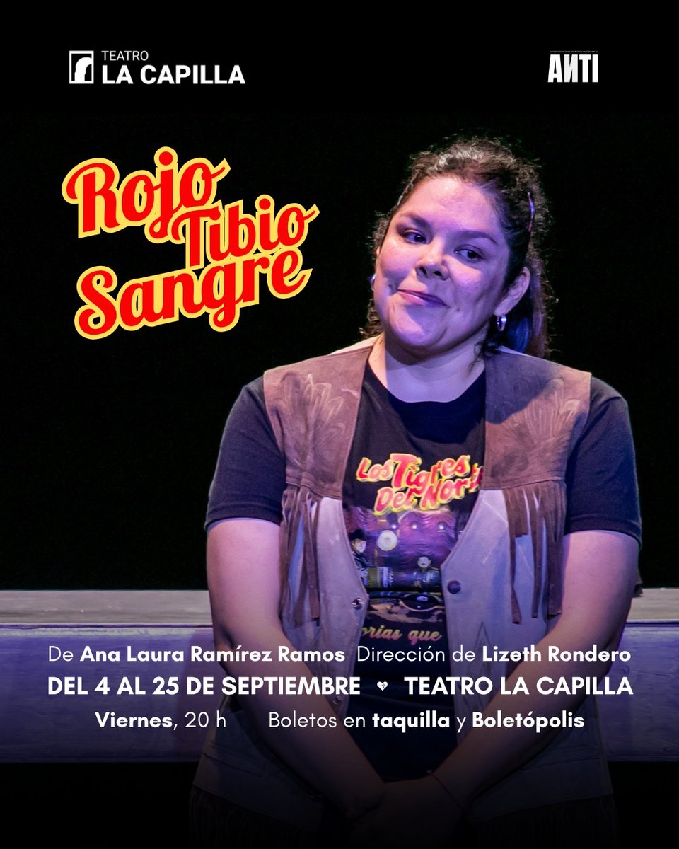 venalteatroMX's tweet photo. Tenemos pases dobles para que vayan HOY a “Rojo Tibio Sangre” 8pm en el Teatro La Capilla

Únicamente:

🌟Nombre completo 
🌟Like y RT 

Y listo 🎭🎁🎉 https://t.co/dKQUS3TL1x