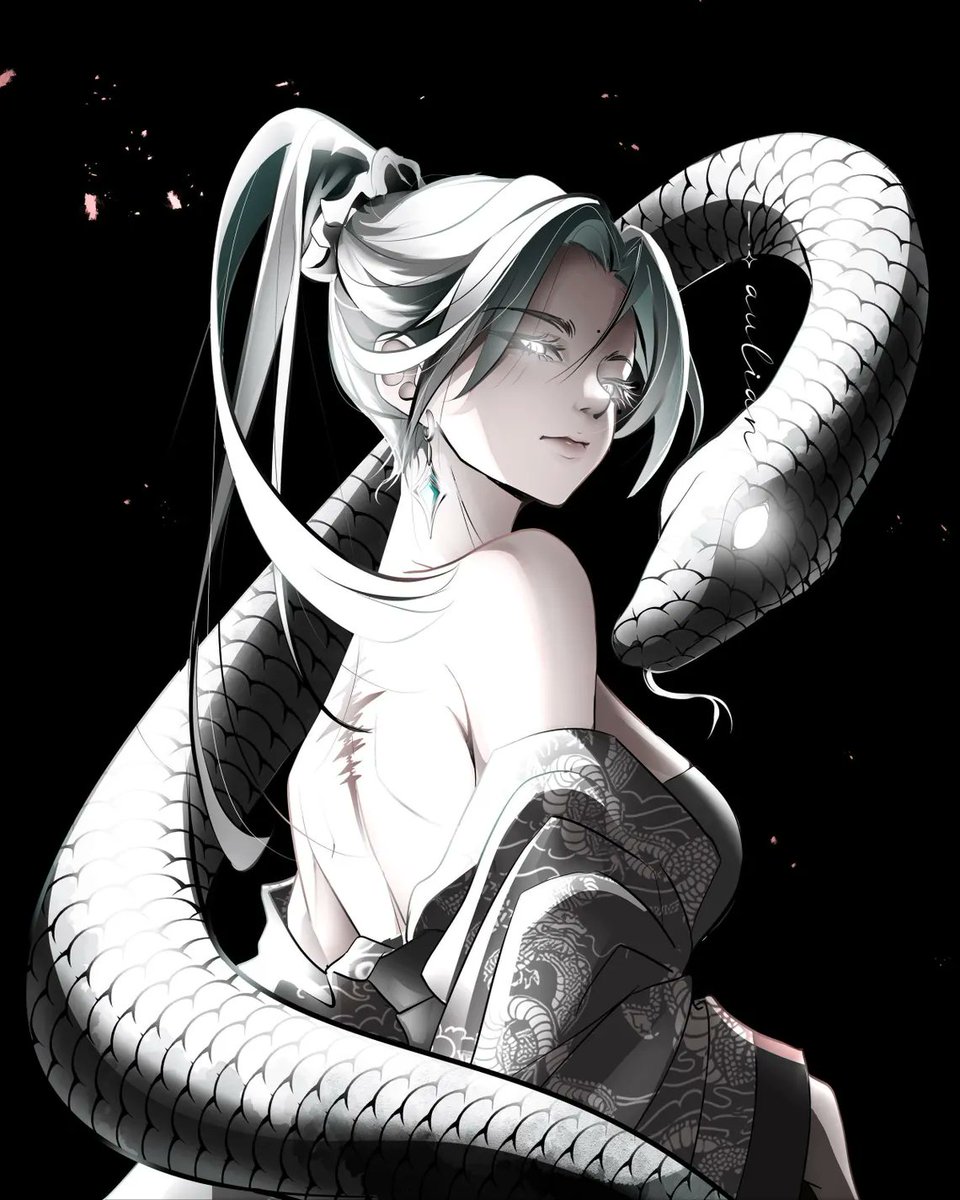 WuXees0's tweet photo. Once a guardian of a forgotten kingdom, Yurei made an eternal pact with a mysterious serpent. Now she wanders the shadows, waiting for the one who can finally break her curse. 🐍🌙

#DarkFantasy #AnimeArt #SerpentGuardian #MysticBeauty https://t.co/cARhmDDVFE